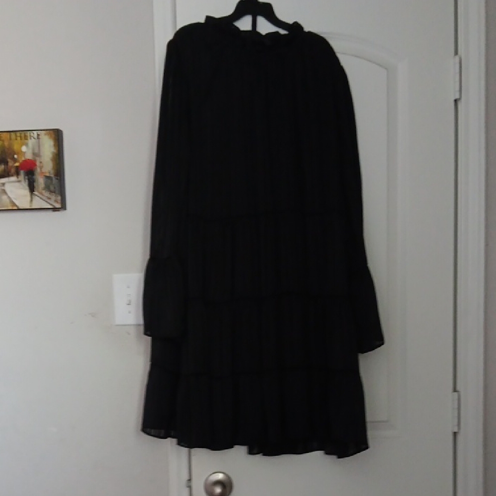 Emma & Michele Black Long Sleeve Dress
